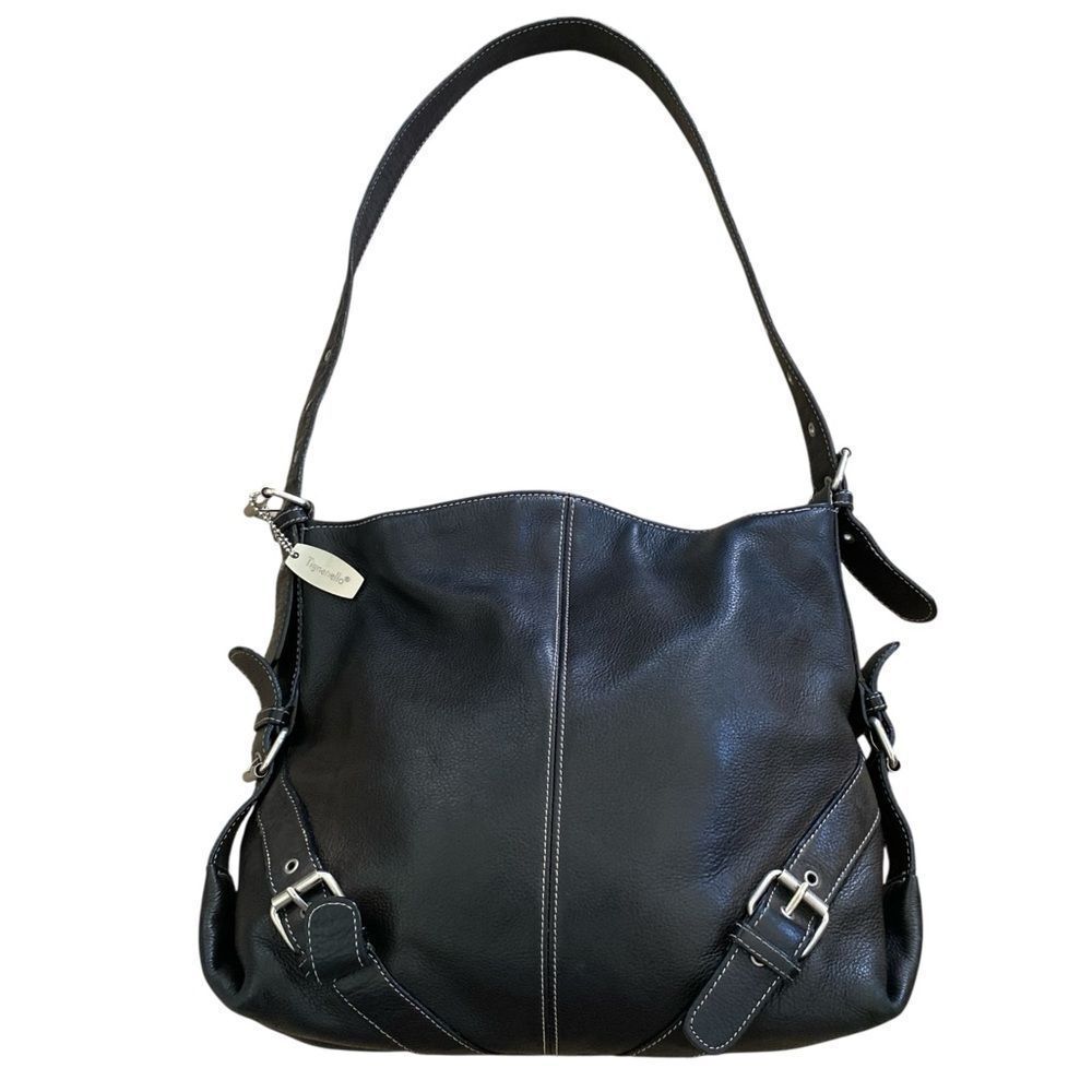 Women's Tignanello Black Leather Adjustable Shoulder Bag